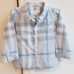 Burberry Check Button Down Long-Sleeved Shirt